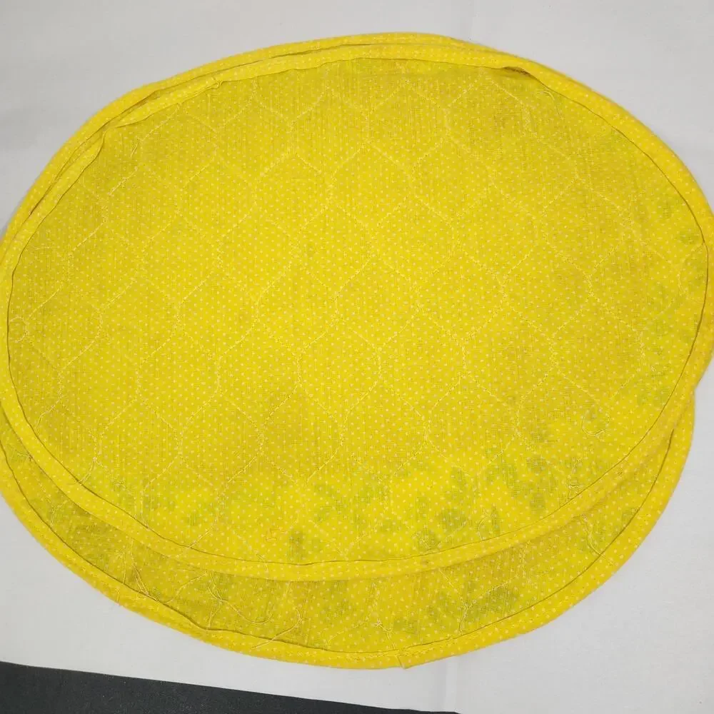 Vtg Set Of 3 Quilted Placemats Fruit Trees Lemon Orange Cottage Grandma Estate